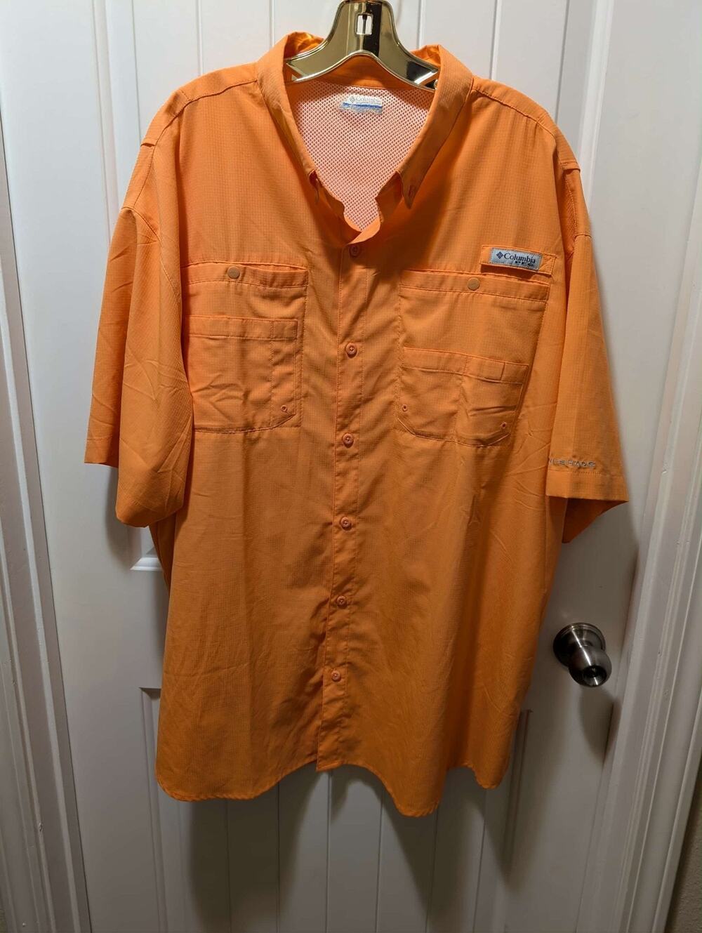 COLUMBIA SHIRT BAHAMA BUTTON FRONT UP OMNI SHADE PFG ORANGE SIZE XXL